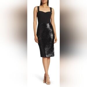 Dress The Population Malise Sequin Midi Dress NWT Size XL Black